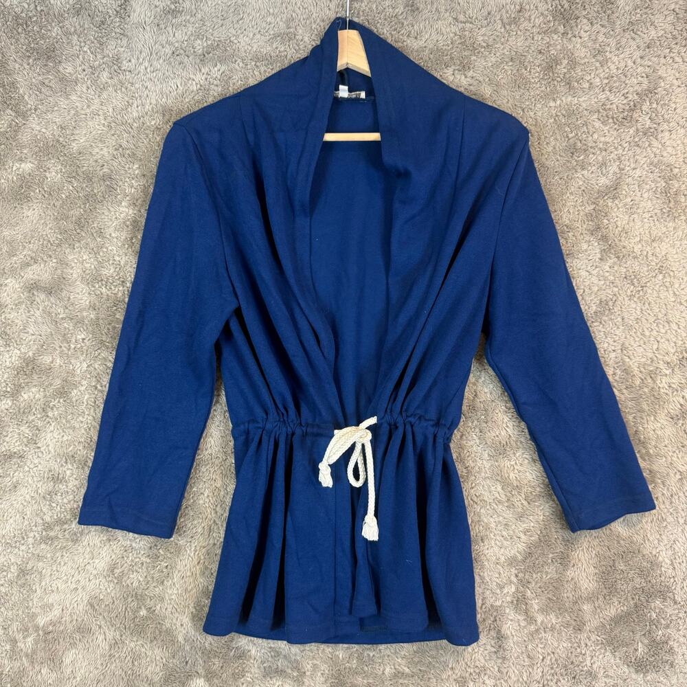 Ellie Kai Blue Viscose Rope Tie Waist Cardigan Sweater L Large